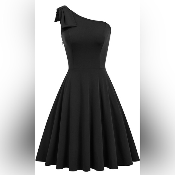 NWT One Shoulder A-Line Dress with Bow Detail - Chic and Playful Style! - Picture 9 of 11